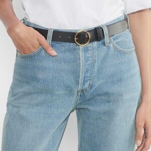 Aritzia Curvature Solid Brass Leather Belt Size S